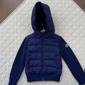 Moncler Navy Hooded Quilted Puffer Jacket for Kids